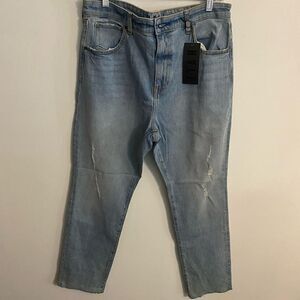 HALE Nadine High Rise straight 5 pocket distressed jeans, size 32/14
